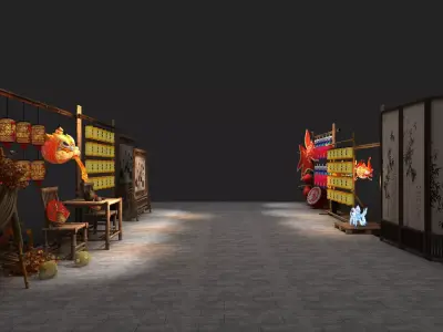 Pedestrian Street  Low-poly 3D model