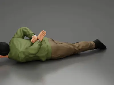 Gangster homie With Handcuffs He Lies On The Floor 3D print model