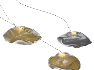73-3-Semi-Rigid three light fixtures hanging from surface 3D model