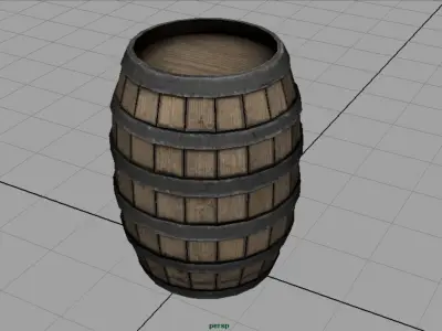 Barrel wooden Low-poly 3D model 3