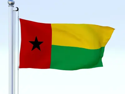 Animated Guinea-Bissau Flag Low-poly 3D model