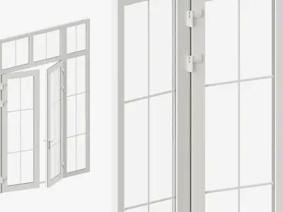 Classic style glass doors with OPENING option 3D model