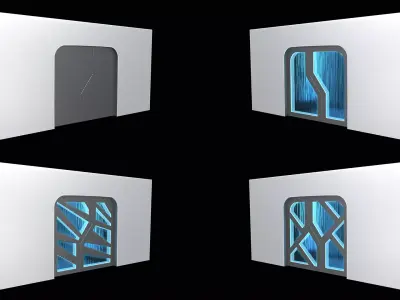 Lowpoly Scifi Door Collection Low-poly 3D model