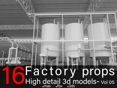 16 Factory Props-High detail 3d models- Vol 05 3D model