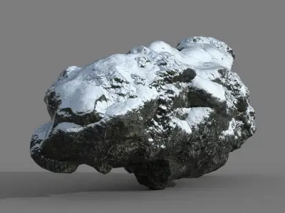 Low poly Snow Rock B-190426 Low-poly 3D model