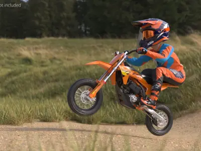  KTM Junior Off Road Motorcycle Rider Crouched 