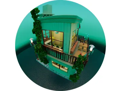 cute cafe modeling 3D model