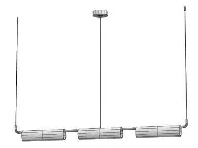 lucina-long modern light fixture with brass and clear glass 3D model