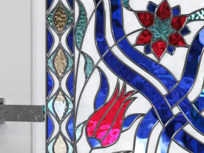 Stained glass interior doors set 3D model