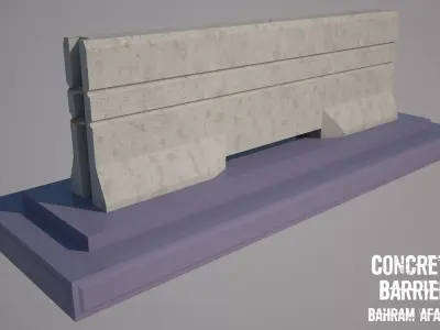 Concrete Block Barrier - Barricade 03 Low-poly 3D model