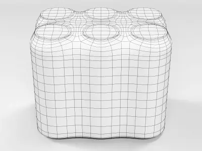 Model of 6x 500ml cans in a plastic shrinkwrap 3D model