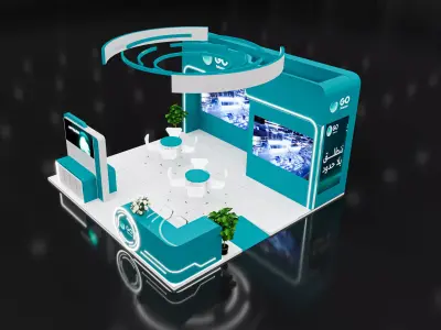 booth 6x6 3 side open  3D model