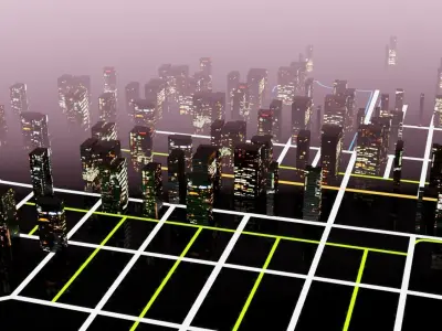 city Scifi Low-poly 3D model