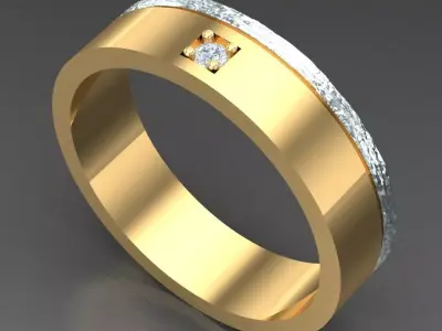 Light Gold Diamond Men Ring 2MR044 3D model