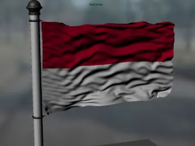 Monaco flag 3D model