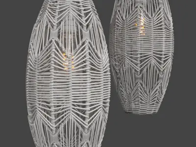 Ceiling Lamp Rattan - Tika Lace Shade 3D model