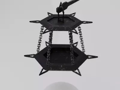 Gothic stylized medieval chain lamp Low-poly 3D model