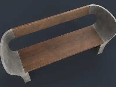Modern Outdoor Bench 28 PBR Game Ready Low-poly 3D model