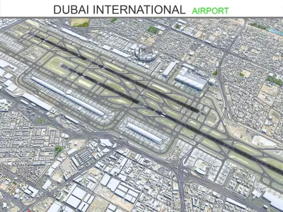 Dubai International Airport 10km Low-poly 3D model