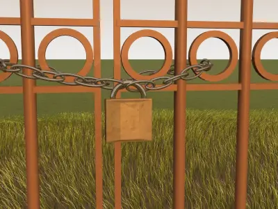 Mystic Rusty Old Gate Barn Door Fence 3D model