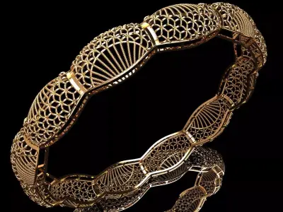 1523 Fan-Lattice Gold Bangle 13gm 3D print model