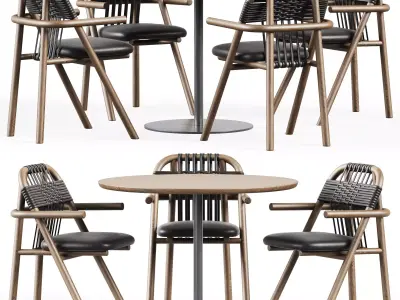  Fix Table by Ton and Dining Armchair 02 C by Very Wood 3D model