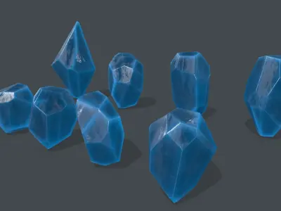 crystal set 1 Low-poly 3D model