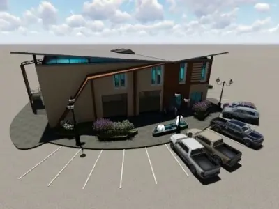 Modern office building Low-poly 3D model buy