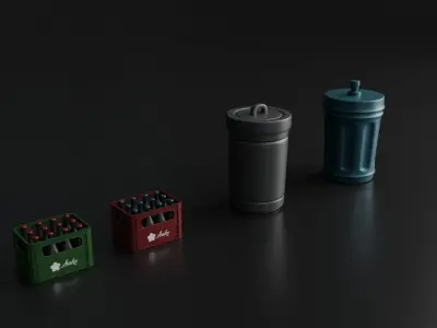 JAPANESE URBAN PROPS PACK Low-poly 3D model