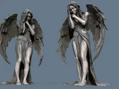 angel statue Low-poly 3D model