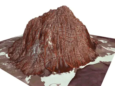 Red Snow ICE Mountain Canyon Desert Low Poly Terrain Rock 2 Low-poly 3D model purchase