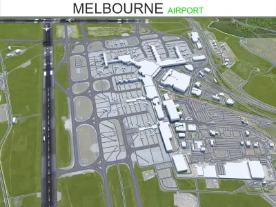 Melbourne Airport 15km Low-poly 3D model