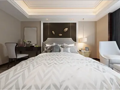 Modern European bedroom Vray 3Dmax model-D13 3D model