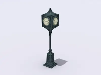 Street Clock Low-poly 3D model