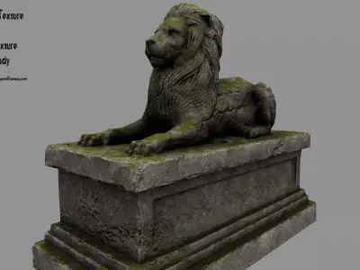 Lion Statue 21 Low-poly 3D model
