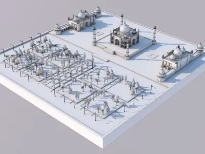 Low Poly Taj Mahal Landmark Low-poly 3D model