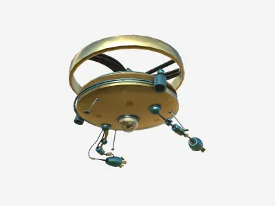 Flying Robot I02 Golden - SciFi Character Design Low-poly 3D model