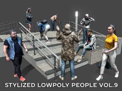 Stylized Lowpoly People Casual Pack Volume 9 Low-poly 3D model