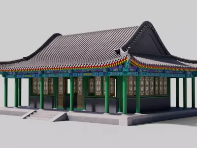 Asia China Ancient Architecture Low-poly 3D model