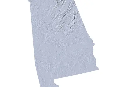 High detailed relief map of Alabama 3D model