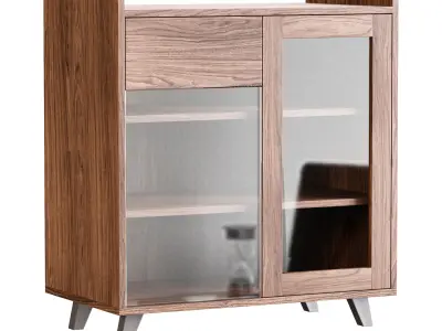 Asian Brown Wood Sideboard 3D model