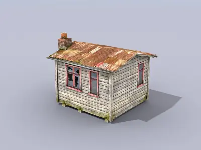Small Wooden Building Low-poly 3D model