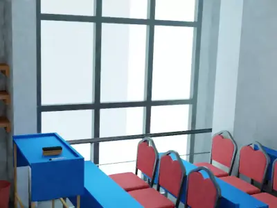 Classroom conference room with chairs and windows 3D model