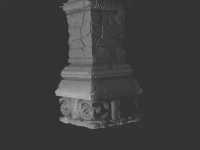 Ancient Stone Bridge Pillar for 3D print Low-poly 3D model