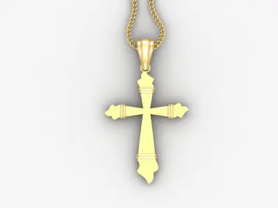 Light Gold 18K Cross Pendant 2CP074 3D print model