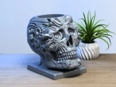 Robot Skull pen holder Cyborg pen holder 3D print model purchase