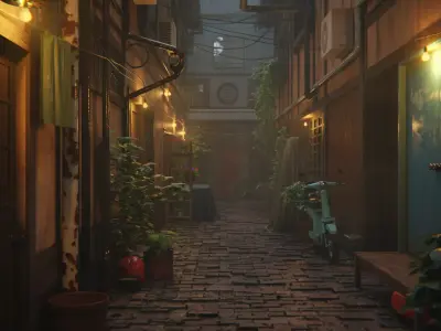 Japanese Alley 3d Scene 3D model