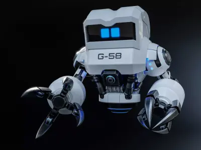 Cute Space Robot Rigged G-58 White 3D model