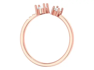 Solitaire Women Light Weight Marquise Round Stone Band Ring 3D print model