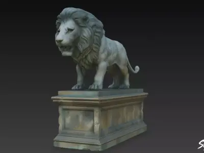 Lion Statue V45 Low-poly 3D model